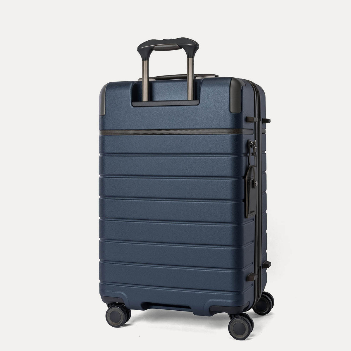 Rear angled view of the Medium Check-In from the Travelpro Platinum Reserve Carry-On / Medium / Large Hardside Set in Midnight Trail