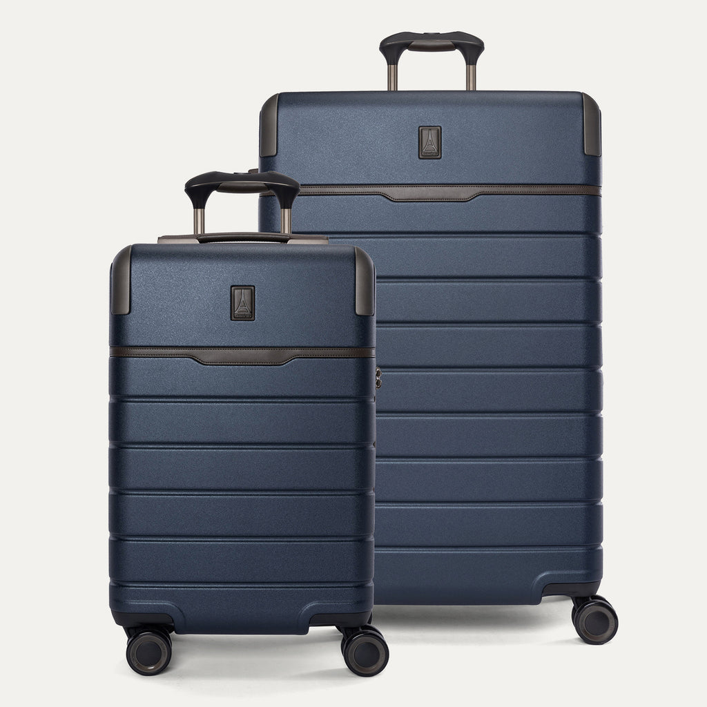 Travelpro Platinum Reserve Carry-On / Large Check-In Hardside Set in Midnight Trail, both pieces shown together