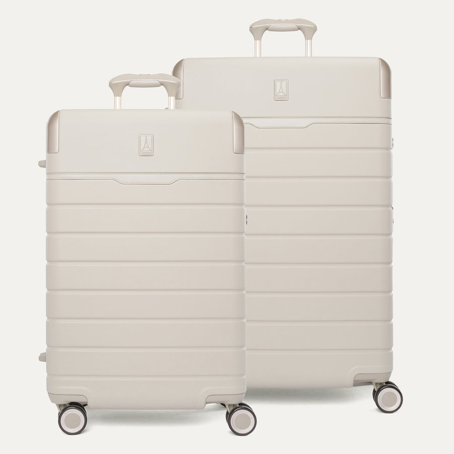 Travelpro Platinum Reserve Medium / Large Check-In Hardside Set in Sandstone, both pieces shown together