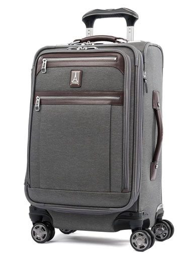 Platinum Elite soft sided luggage with spinner wheels in Gray.
