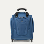 Front view of Travelpro Maxlite 5 Carry-On Rolling Underseat Bag in Ensign Blue, featuring a compact design with a padded laptop sleeve and high-performance ball bearing wheels.
