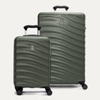 a two-piece hardside luggage set featuring the slate green travelpro maxlite® air v2 compact carry-on and large check-in spinners arranged together in a group view.